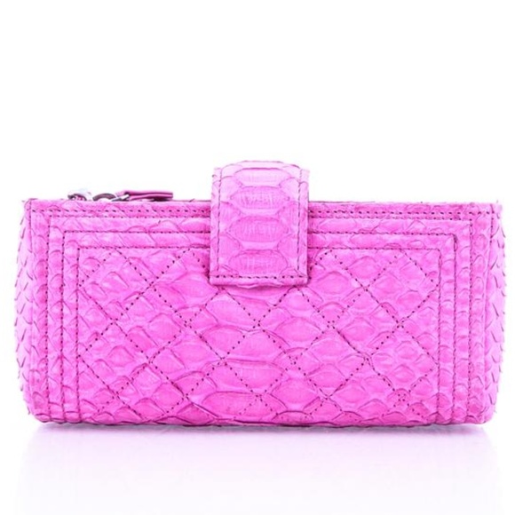 Chanel Boy Python Wallet On Chain Pink - Picture 4 of 7